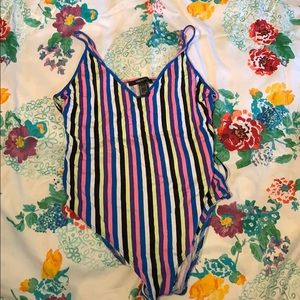 Striped body suit